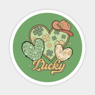 Lucky Western St Patricks Day Heart Shamrock Irish Luck Magnet